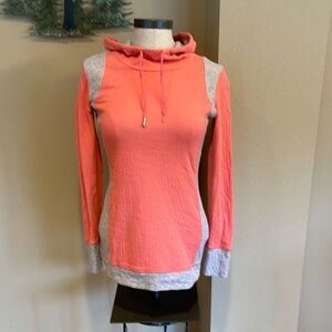 Eddie Bauer Salmon and Gray Cowl Neck Sweatshirt with Contrasting Cuffs